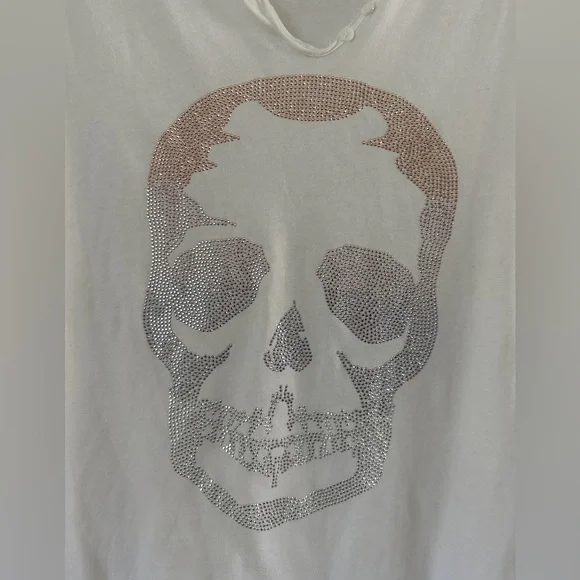 ZADIG & VOLTAIRE Tunisien Embellished Skull T-shirt In White Size Medium - Picture 3 of 6